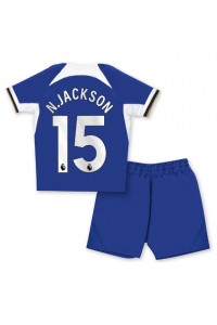 Fotbalové Dres Chelsea Nicolas Jackson #15 Dětské Domácí Oblečení 2023-24 Krátký Rukáv (+ trenýrky)